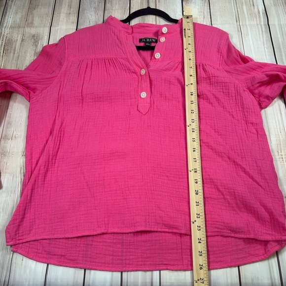J. Crew Black Label Hot Pink 3/4 Button Gauze Top. Size Large. - Picture 5 of 7